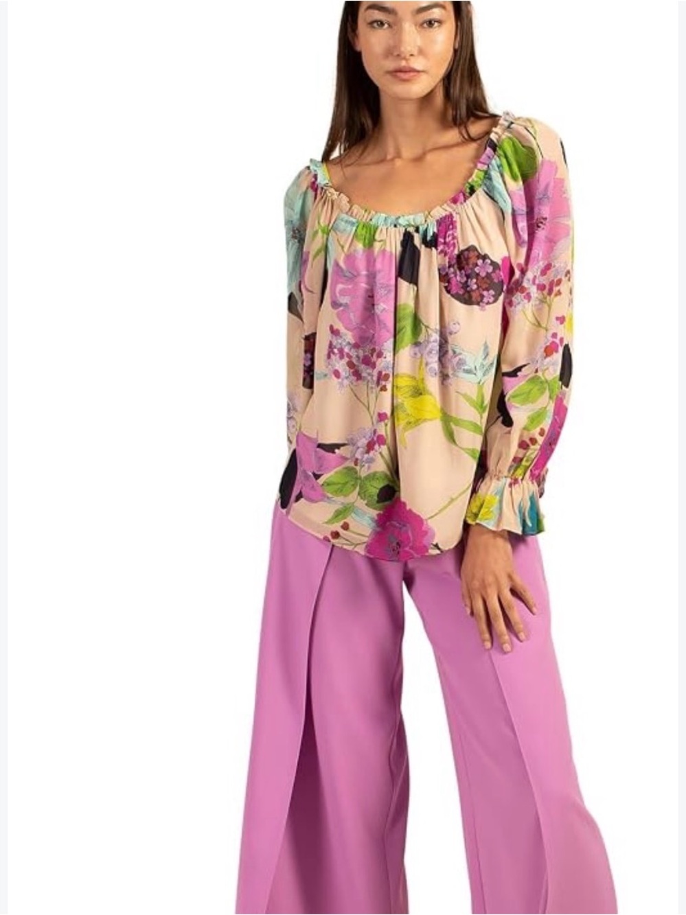 Trina Turk Floral Scoop-Neck or Off the Shoulder Peasant Blouse Vacation